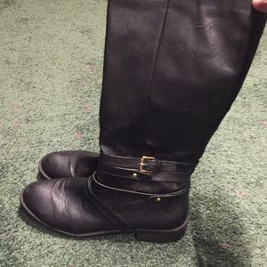 Black mid calf boots